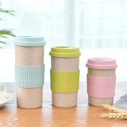 Mugs Cute Reusable Travel Cup To Go Coffee Mug With Lid Wheat Stalk Sleeve For Tea And