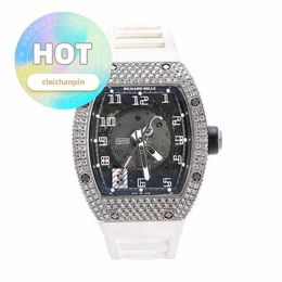 Hot RM Movement Wrist Watch Mens Watch Rm005 Platinum Back Full Diamond Automatic Mechanical Chronograph