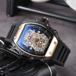 Men watch automatic Quartz Movement Brand Watches Rubber Strap Business Sports Transparent Watchs Imported crystal mirror battery 245u