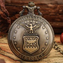 Men Quartz Pocket Watches Alloy United States Military Series Retro Style Round White Dial Pendant Watch Necklace Chain Clock Gift3017