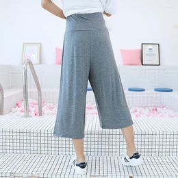 Women's Pants Spring Summer Modal Wide Leg Calf Length Loose Casual Yoga Pant Plus Size High Waist Three Quarter Trousers All Match