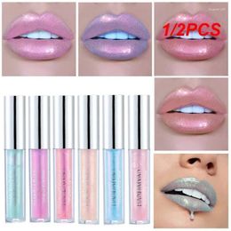 Lip Gloss 1/2PCS Colors Holographic Makeup Lipstick Pearlescent Mermaid Polarized Tint Waterproof Long Lasting Shiny Lips