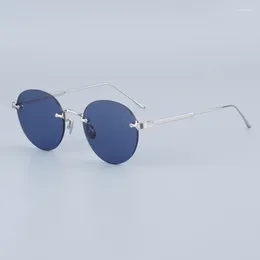 Sunglasses CT Rimless Frameless Pure Titanium Round Unisex Silver Eyeglasses Uv400 0393S Designer Brand Glasses