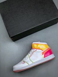 Women 1 1 Mid SE Edge Glow Basketball Shoes White Hyper Crimson Pink Blast Lemon Venom 1s Sneaker