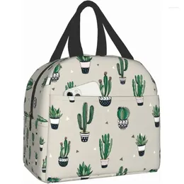 Storage Bags Green Cactus Reusable Water-Resistant Cooler Tote Box Boys Girls Cute Container Lunch Bag School Office