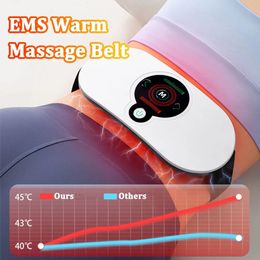 Electric Waist Massager Belt EMS Heating Massage Pad Menstrual Warmer Back Pulse Period Pain Relief Physiotherapy Support 240313