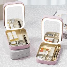 Storage Bags Adjustable Portable Travel Makeup Bag Led Mirror Light For Women Dormitory Desktop Box