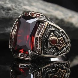 Classic Retro Rainbow Men Rings Carving Pattern Signet Steampunk 14K Gold Rings for Men Birhday Gift Party Gothic Jewellery