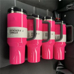 Neon Quencher Tumblers H2.0 Flowstate 40oz Neo Pink Cups Green Yellow Red with Silicone handle Lid And Straw Car mugs