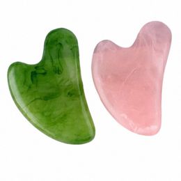 natural Jade Ste Gua Sha Massage Board Rose Quartz Gua Plate Jade Face Massager Scrapers Tools For Face Neck Back Body Q0zg#