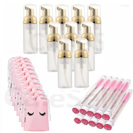 Storage Bottles 30pcs 60ML Eyelash Empty Soap Foam Bottle Remove Blackhead Nasal Cleanser Mascara Brush Pink Bag