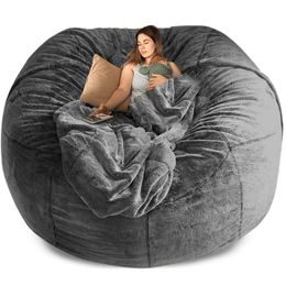 7 Feet (approximately 1.8 Meters) Giant Chair (without Padding, Only Pillowcase) Ultra for Adults, Circular Soft Fluffy Artificial Fur Bean Bag Lazy Sofa Bed