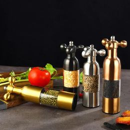 304 Stainless Steel Pepper Grinder Kitchen Utensils Sea Salt Manual Grinding Bottle Black Supplies 240307