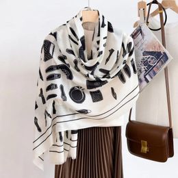 Scarves Naizaiga 100 Wool Fashion Style With White Background Tscarf Thin Skin-friendly Soft Girl Shawl Thermal Bg62