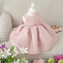Girl Dresses Glitz Pearl Summer For Wedding Pink Flower Dress Party Princess Baby Birthday With Big Bow 2-12T