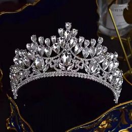 Hair Clips Silver Color Crystal Crowns And Tiaras Baroque Vintage Crown Tiara For Women Bride Pageant Prom Diadem Wedding Accessories