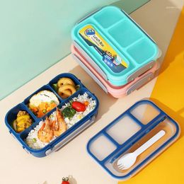 Dinnerware Child Portable Sealed Lunch Box Mesh With Cutlery Microwave Safe Storage Container Kids Leak Proof Bento Snack