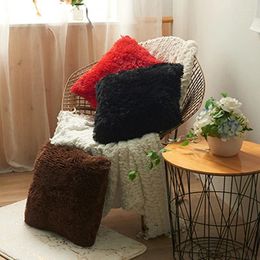 Pillow Soft Plush Throw Pillowcase 43x43cm Soild Color Fur Square Covers For Office Sofa Car Chair Living Room Home Decoration
