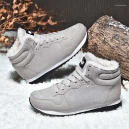 Fitness Shoes Ankle Boots Winter Fashion Casual Snow Warm Plush Couple Durable Non Slip Comfortable Mid Top Hiking For Men