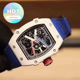 Male RM Wrist Watch Calendar Wristwatch watch Date Luxury Mens Mechanics Watches Wristwatch Business Leisure Rm67-02 Automatic Mechanical White Ceramic Case Tape