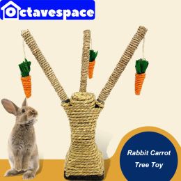 Toys Bunny Fun Chew Toy Pet Rabbit Toys Carrot Tree Rattan Grass Scratcher Climbing Tree Play Carrot Toy Small Animal Rabbit Stuff