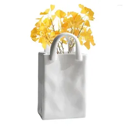 Vases Ceramic Handbag Flower Vase Tote Shape Tabletop Elegant For Home Decor Cute Decorative Living