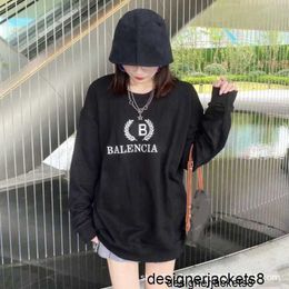 Designer 23ss high version B home Paris double B wheat ear print fashionable loose pure cotton ins men's and women's hooded hoodie RU6O