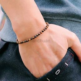 Chain 4mm small stone bracelet womens high-quality map lava tiger eye bead bracelet yoga charm brass accessories Jewellery 240325