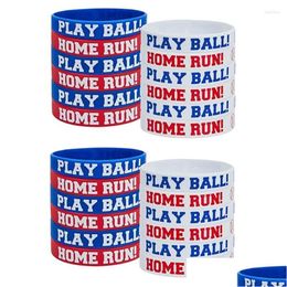 Charm Bracelets 24Pcs Baseball Sile Rubber Play Ball Home Run Bracelet For Theme Party Drop Delivery Jewelry Otxrb