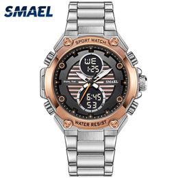SMAEL Watch Men Digital Alloy Watch Gold Big Dial Sport Luxury Brand Clock Men 30M Waterproof1372 Men Electronic Watch Mechanism257y
