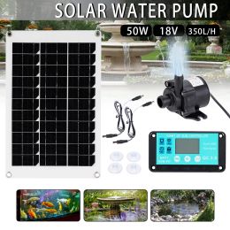 Pumps DC 12V Brushless Solar Water Pump Kit Time Control Solar Controller 350L/H Ultraquiet Submersible Motor Garden Fountain Decor