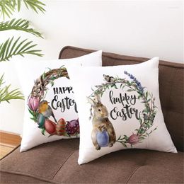 Pillow Case Easter Words Pillows Cute Cover Wreath Printed Throw Pillowcase For Home Sofa Window Seat Decorations