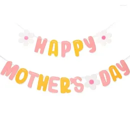 Party Decoration 5pcs Cross Border Mother's Day Happy Flag Banner Theme Background Pull Flower