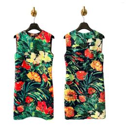 Casual Dresses 2024 Fashion Women Jacquard Graffiti Sundress High Quality Strecth Slim Designer Flower Print Trendy