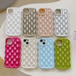 Cell Phone Cases Japan Korean Plating 3D Wavy Texture Sliver Soft Phone Case For iPhone 13 12 11 14 Pro Max 11 12 13Pro 14 Pro Protective Funda H240326