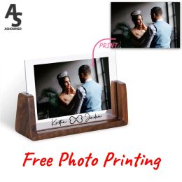 Frame Customized Photo Frame for Wife Husband Wedding Anniversary Gifts Personalized Wooden Desktop Photos Frames Custom Picture Frame