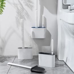 Sets Wallmounted TPR Toilet Brush with Bracket Set Silicone Bristles Floor Bathroom Cleaning Brush Accessories