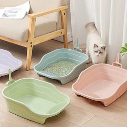 Pet Litter Basin Cat Litter Box Large Reinforced Deodorant Cat Toilet Splash Proof Cat Litter Shovel Cat Litter Box Pet Supplies 240306