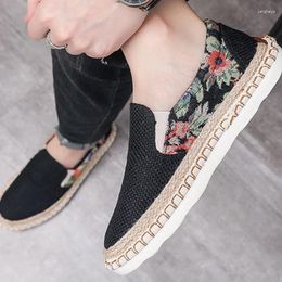 Casual Shoes Men's Prints Loafers Spring Handmade Round Head Canvas Outside Holiday Beach Sneakers Zapatillas Deportivas Hombre