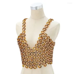 Women's Tanks Womens Sexy V-Neck Body Chain Harness Camisole Vintage Handmade Hollow Out Woven Jewelry Top Vest Cover Up 066C