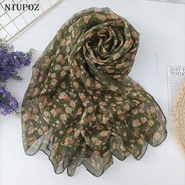 Sarongs 70 * 180CM Womens Foulard Elegant Bandana Chiffon Georgette Scarf Flower Long Shawl Summer Sun Protection Thin Breathable 240325