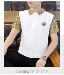 Summer New Youth Polo Shirt Trendy and Fashionable Tiger Head Printed Polo Collar Short Sleeve T-shirt Slim Fit Men's Top