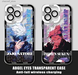 Cell Phone Cases Japan Anime Jujutsu Kaisen Gojo Satoru Phone Case For iPhone 15 14 13 12 Mini 11 Pro Max X XR XS 7 8 SE Plus Transparent CoverY240325