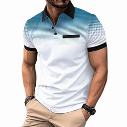 summer Mens Lapel short-Sleeved T-shirt Ctrasting Colour polka dot Polo shirt sports Golf busin Slim Polo shirt S-3XL K4RY#