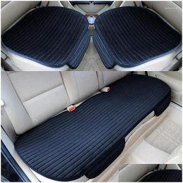 Car Seat Covers Ers Er Front Rear Flocking Cloth Cushion Non Slide Accessories Universa Protector Mat Pad Keep Warm In Winter Drop Del Ot2Am