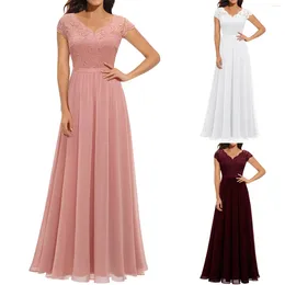 Casual Dresses Formal Occasion For Ladies Lace Stitching Long Waist Elegant Dress Temperament Birthday Party Club Sundress Vestidos