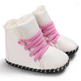 Boots Born Baby Girls Boys Snow Winter Leather Infant Soft Bottom Shoes PU Furry Warm 0-18M