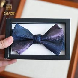 Blue and purple magic Colour wedding fashion British groom groomsman gift box mens bow tie 240320