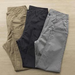 Men's Pants Men Casual Trousers Straight Soft Breathable Ninth With Button Zipper Closure For Comfort