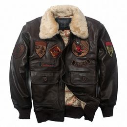 men's real leather jacket air force jackets Motorcycle Genuine Leather Aviator jacket men sheepskin leather coat bomber jacket u7Cw#